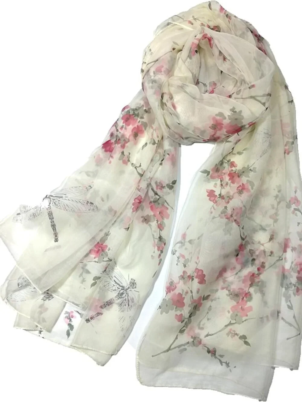 Super Large Floral Silk Feel Scarf for Women - Perfect Gift in Elegant Box